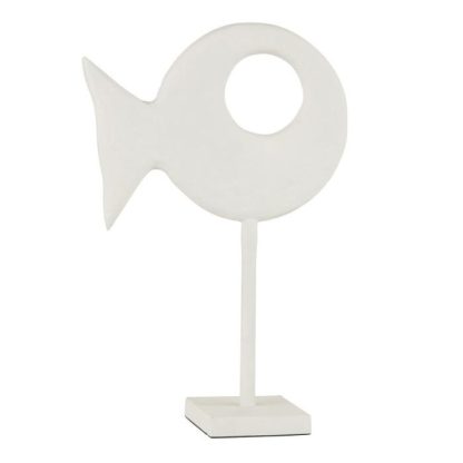 Statue & Statuette | Statuette sur Pied "Figurine Poisson" 39cm Blanc Accessoires Déco Blanc