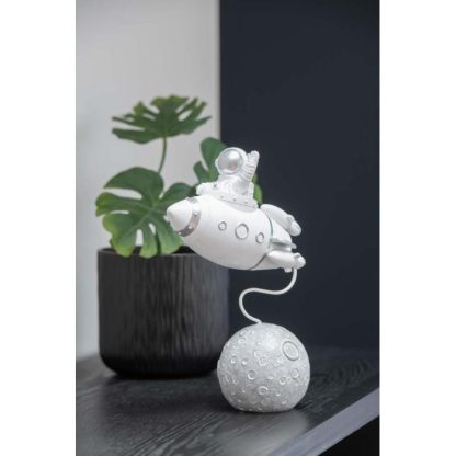 Statue & Statuette | Statuette Déco "Fusée Astronaute" 22cm Blanc Accessoires Déco Blanc & Argent