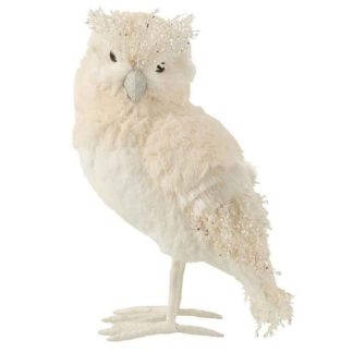 Statue & Statuette | Statuette Déco "Hibou Paillettes" 42cm Écru Accessoires Déco Écru & Ivoire