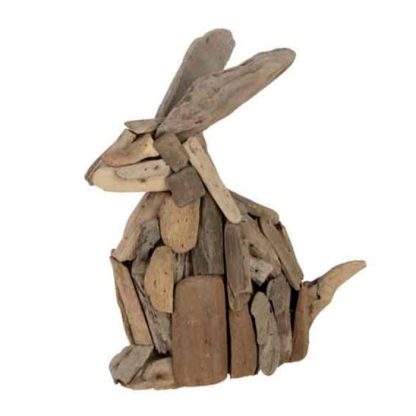 Statue & Statuette | Statuette Déco en Bois Recyclé "Lapin" 35cm Naturel Accessoires Déco Naturel