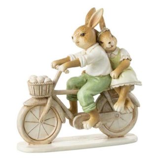 Statue & Statuette | Statuette Déco "Lapin Couple Vélo" 15cm Multicolore Accessoires Déco Multicolore