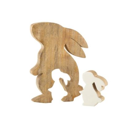 Statue & Statuette | Statuette Déco "Lapin de Profil" 30cm Naturel Accessoires Déco Naturel & Blanc