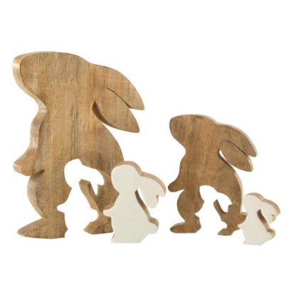 Statue & Statuette | Statuette Déco "Lapin de Profil" 30cm Naturel Accessoires Déco Naturel & Blanc