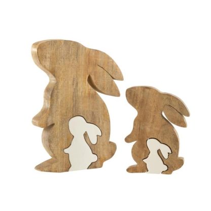 Statue & Statuette | Statuette Déco "Lapin de Profil" 30cm Naturel Accessoires Déco Naturel & Blanc