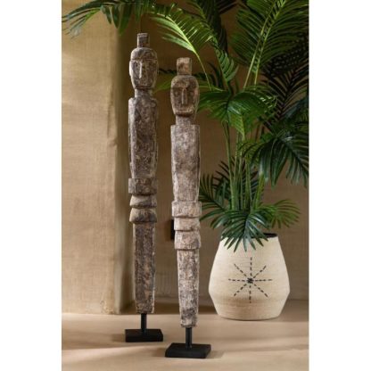 Statue & Statuette | Statue Déco en Bois "Lauwra" 80cm Naturel Accessoires Déco Naturel