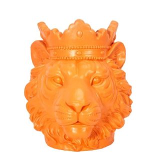 Statue & Statuette | Statue & Porte Plante "Lion" 35cm Orange Accessoires Déco Orange