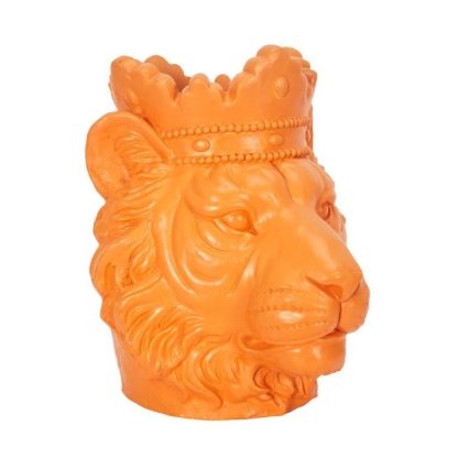 Statue & Statuette | Statue & Porte Plante "Lion" 35cm Orange Accessoires Déco Orange