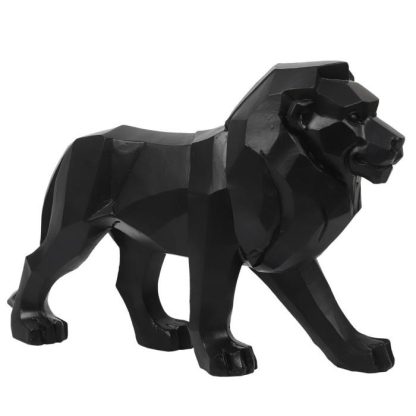 Statue & Statuette | Statuette Déco "Lion Origami" 33cm Noir Accessoires Déco Noir