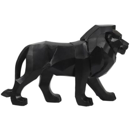 Statue & Statuette | Statuette Déco "Lion Origami" 33cm Noir Accessoires Déco Noir