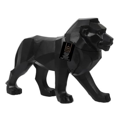 Statue & Statuette | Statuette Déco "Lion Origami" 33cm Noir Accessoires Déco Noir