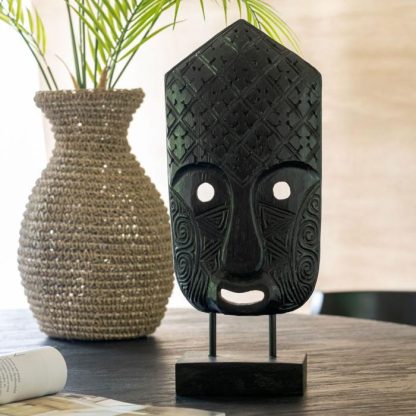 Statue & Statuette | Statuette Déco "Masque Primitif" 52cm Noir Accessoires Déco Noir