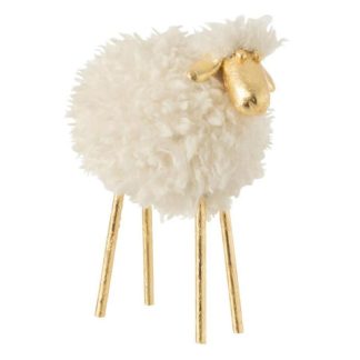 Statue & Statuette | Statuette Déco Design "Mouton" 25cm Blanc & Or Accessoires Déco Blanc & Or