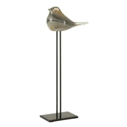 Statue & Statuette | Statuette sur Pied "Oiseau" 43cm Ambre & Marron Accessoires Déco Ambre & Marron