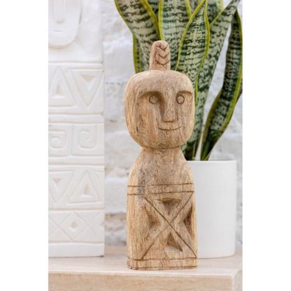 Statue & Statuette | Lot de 2 Statues Déco "Personnage Africain" 40cm Naturel Accessoires Déco Naturel