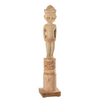 Statue & Statuette | Statuette Déco "Personnage Africain Debout" 67cm Naturel Accessoires Déco Naturel