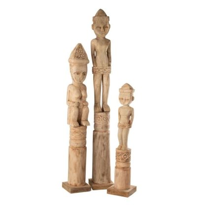 Statue & Statuette | Statuette Déco "Personnage Africain Debout" 67cm Naturel Accessoires Déco Naturel