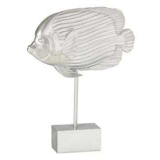 Statue & Statuette | Statue Déco sur Pied "Poisson" 32cm Argent Accessoires Déco Argent