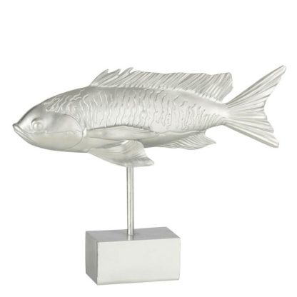 Statue & Statuette | Statue Déco sur Pied "Poisson Long" 33cm Argent Accessoires Déco Argent