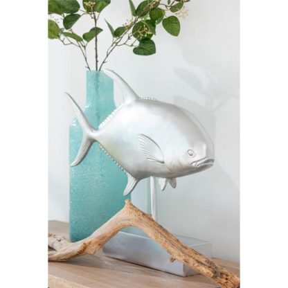 Statue & Statuette | Statue Déco "Poisson sur Pied" 51cm Argent Accessoires Déco Argent