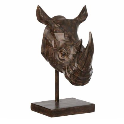 Statue & Statuette | Statue Déco en Résine "Rhinocéros" 44cm Marron Accessoires Déco Marron