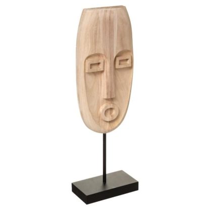 Statue & Statuette | Masque à Poser en Bois "Safari" 47cm Naturel Accessoires Déco Naturel