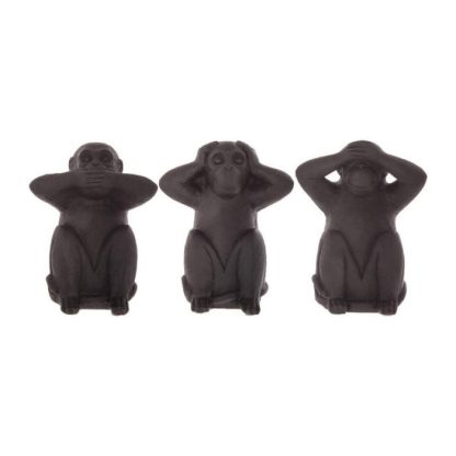 Statue & Statuette | Lot de 3 Statues Singes "Sagesse" 24cm Noir Accessoires Déco Noir