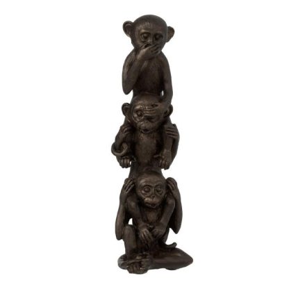 Statue & Statuette | Statuette Déco "Singe l’Un sur l’Autre" 33cm Marron Accessoires Déco Marron