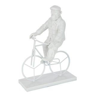 Statue & Statuette | Statuette Déco "Singe Vélo" 25cm Blanc Accessoires Déco Blanc