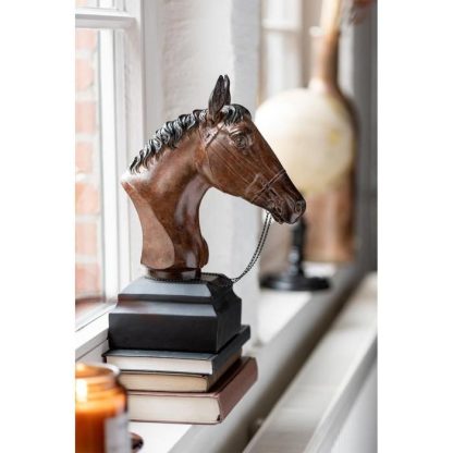 Statue & Statuette | Statuette Déco "Tête de Cheval" 35cm Marron Accessoires Déco Marron