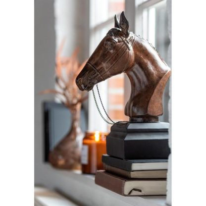 Statue & Statuette | Statuette Déco "Tête de Cheval" 35cm Marron Accessoires Déco Marron