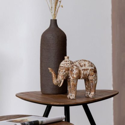 Statue & Statuette | Statuette Déco Éléphant Bois "Vintage" 30cm Naturel Accessoires Déco Naturel