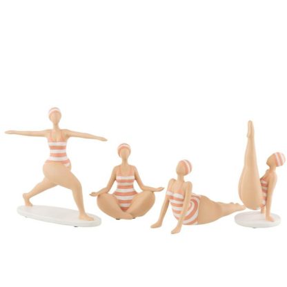 Statue & Statuette | Statuette Femme Sur Les Mains "Yoga" 26cm Orange Accessoires Déco Orange