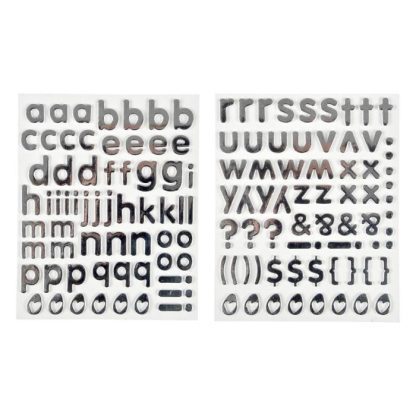 Sticker | Lot de 2 Planches de Stickers "Alphabet" 2cm Argent Décoration Murale Argent