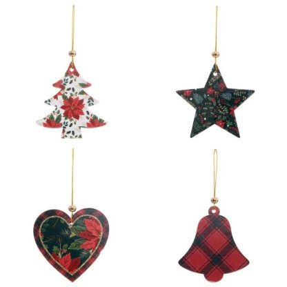 Sujet de Noël | Lot de 12 Sujets de Noël "Soir" 8cm Multicolore Décoration de Noël Multicolore