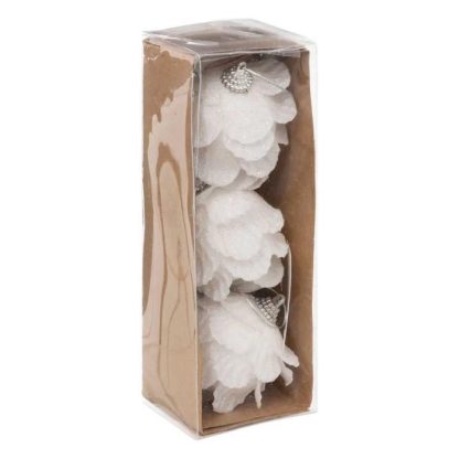 Sujet de Noël | Lot de 3 Sujets de Noël "Fleurs" 7cm Blanc Décoration de Noël Blanc