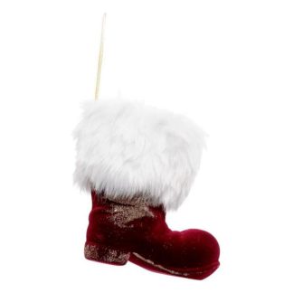 Sujet de Noël | Sujet de Noël Botte "Soir" 15cm Rouge & Blanc Décoration de Noël Rouge & Blanc