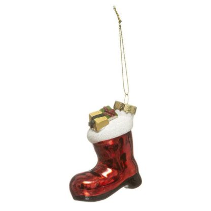 Sujet de Noël | Sujet de Noël Botte "Soir" 7cm Rouge Décoration de Noël Rouge