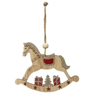 Sujet de Noël | Sujet de Noël Cheval "La Piste" 16cm Naturel Décoration de Noël Naturel