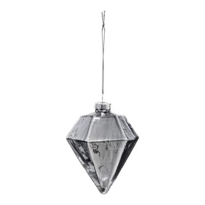 Sujet de Noël | Sujet de Noël Déco "Diamant" 9cm Argent Décoration de Noël Argent