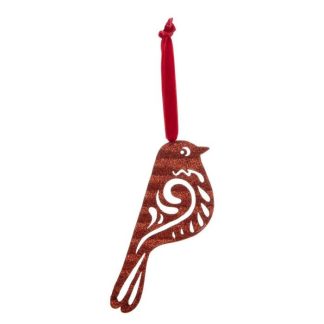 Sujet de Noël | Sujet de Noël Déco "Oiseau" 14cm Rouge Décoration de Noël Rouge