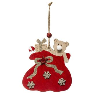 Sujet de Noël | Sujet de Noël Hotte Ours "Soir" 18cm Rouge Décoration de Noël Rouge