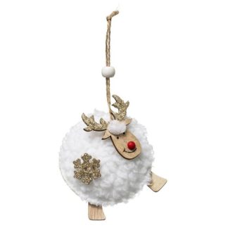 Sujet de Noël | Sujet de Noël Renne "Cocon" 16cm Blanc Décoration de Noël Blanc