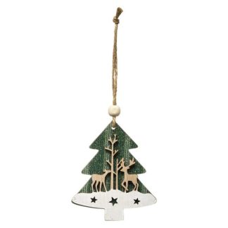 Sujet de Noël | Sujet de Noël "Sapin" 18cm Vert & Blanc Décoration de Noël Sujet de Noël