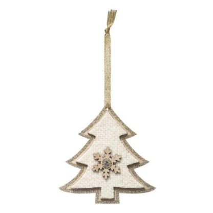 Sujet de Noël | Sujet de Noël Sapin "Cocon" 12cm Écru Décoration de Noël Écru & Champagne