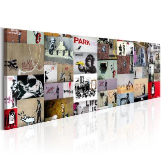 Toile & Tableau | Tableau Imprimé "Art of Collage – Banksy II" Décoration Murale Multicolore