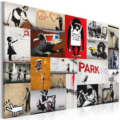 Toile & Tableau | Tableau Imprimé "Banksy – Collage" Décoration Murale Multicolore