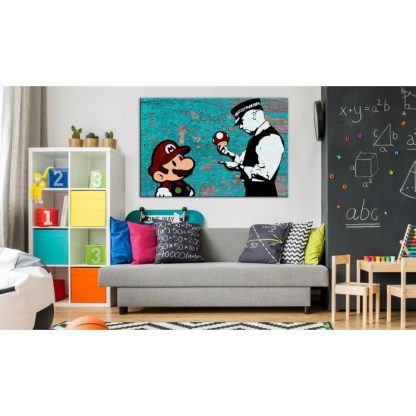 Toile & Tableau | Tableau Imprimé "Banksy – on Wood" Décoration Murale Multicolore