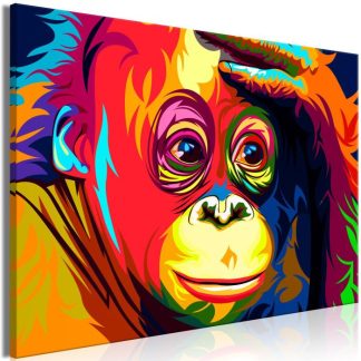 Toile & Tableau | Tableau Imprimé "Colourful Orangutan Wide" Décoration Murale Multicolore