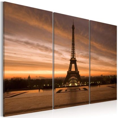 Toile & Tableau | Tableau "Coucher de Soleil sur la Tour Eiffel" Décoration Murale Multicolore