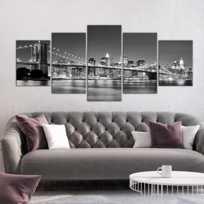 Toile & Tableau | Tableau "Dream About New York 5 Panneaux Wide" 100x225cm Décoration Murale Multicolore